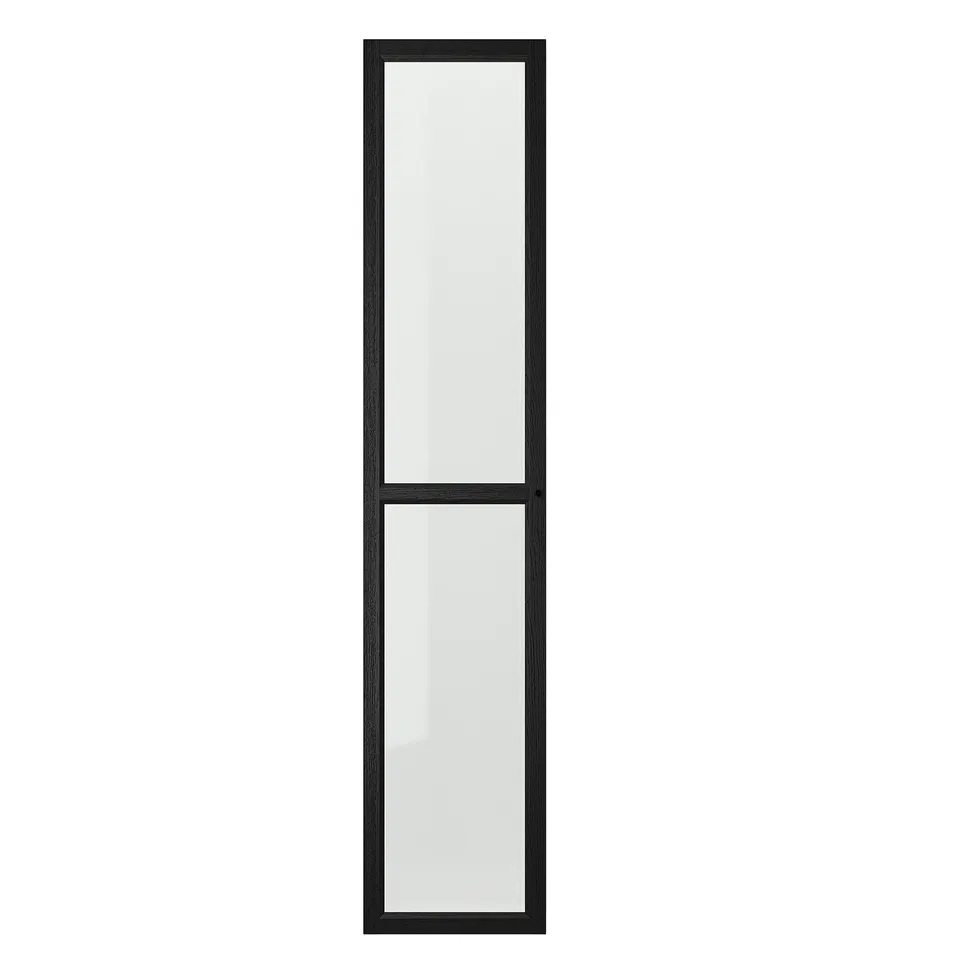 OXBERG black glass door, modern design, adds style and protection to bookcases.