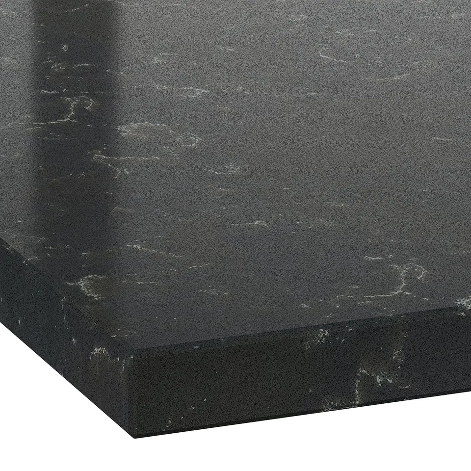 LOCKEBO Custom made worktop, black marble effect/glass composite, 1 m²x4.0 cm