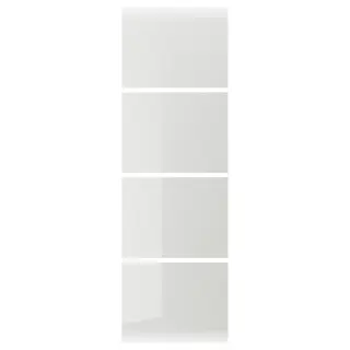 HOKKSUND 4 panels for sliding door frame, high-gloss light grey, Width 75 x Height 236 cm