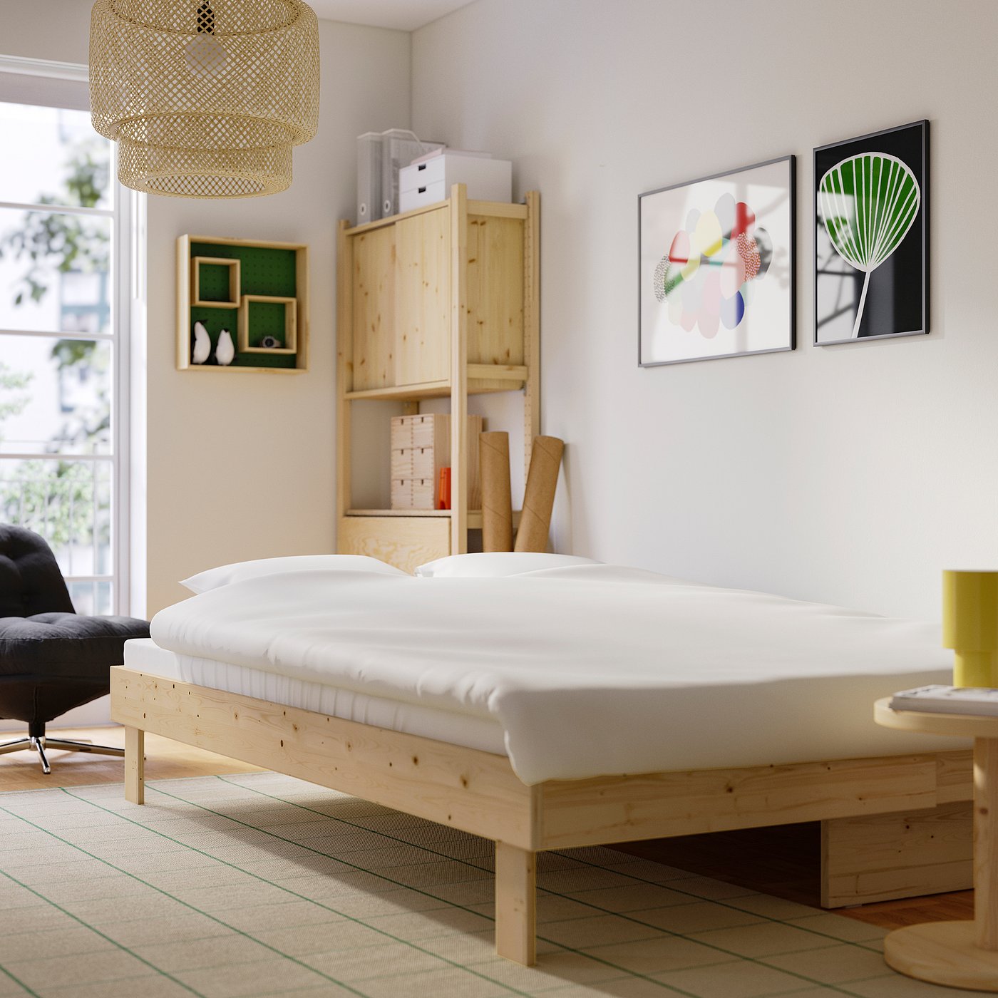 GLAMBERGET Extendable bed, pine, 80-160x200 cm