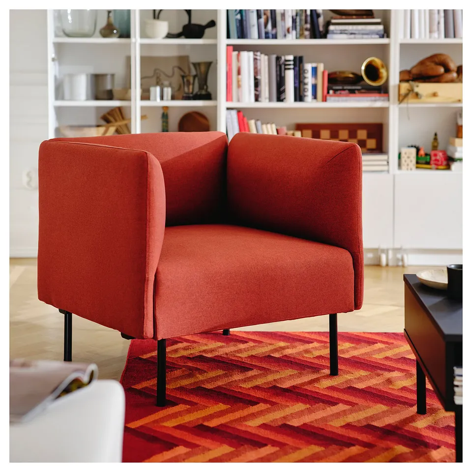 LILLEHEM Armchair, Gunnared/brown-red metal