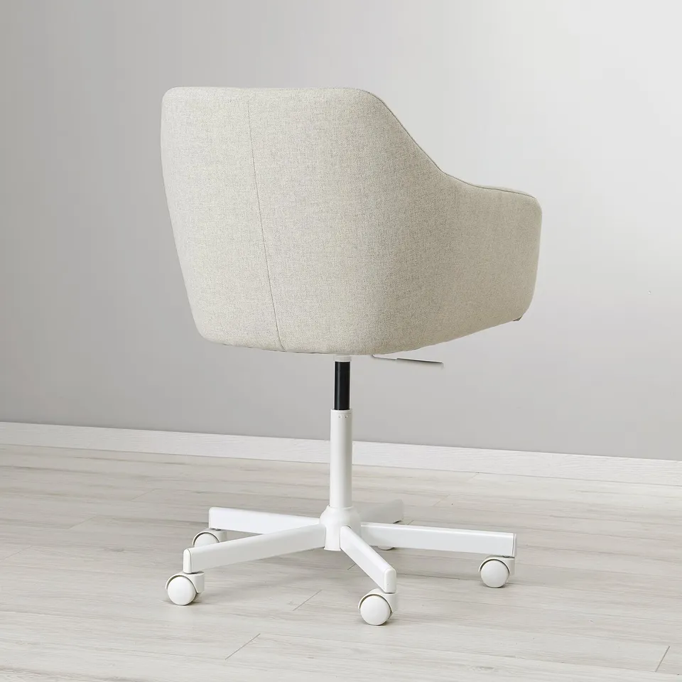 Ergonomic office swivel chair with padded seat, adjustable height, and casters for easy movement.