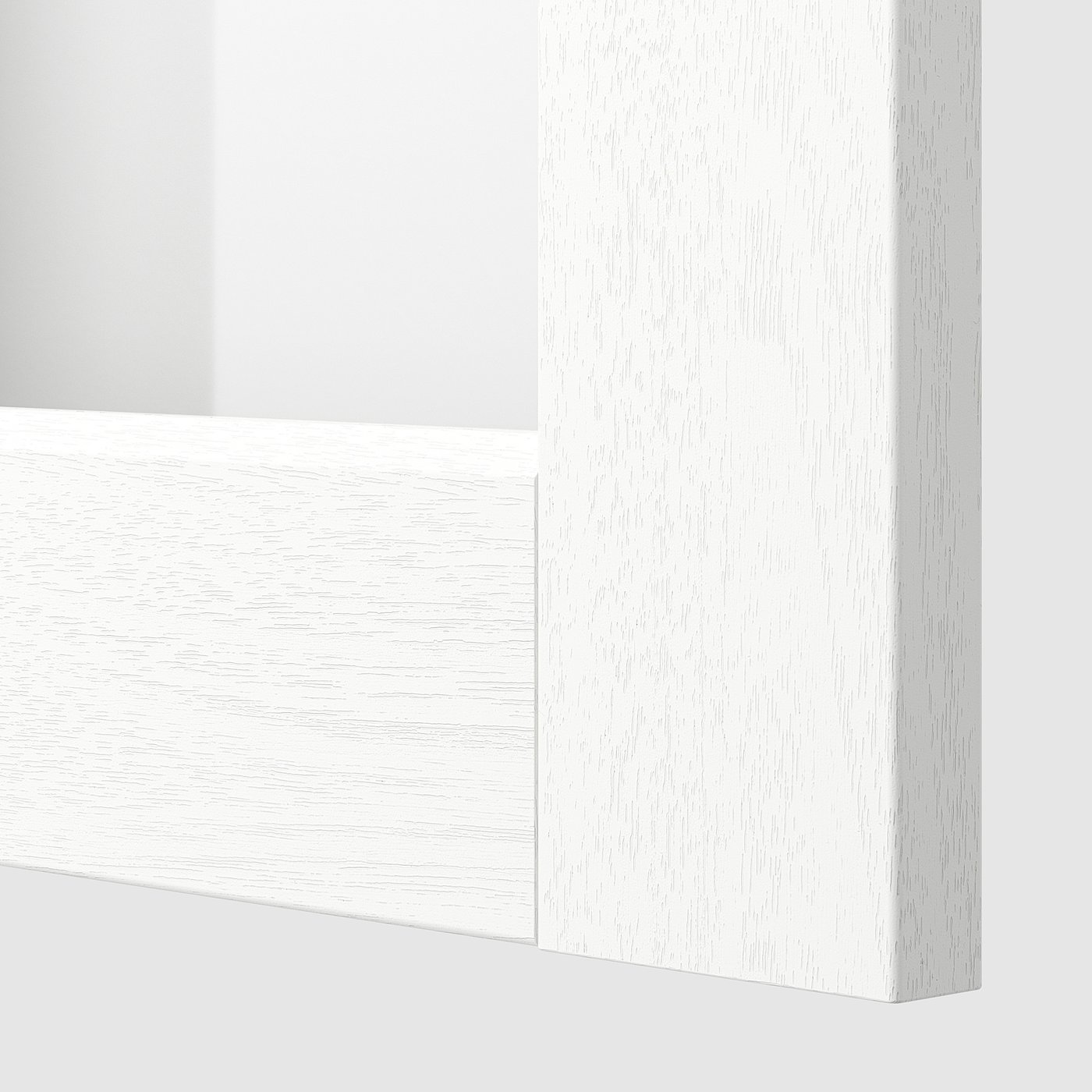 Close-up of white wooden cabinet with smooth, glossy finish, showcasing fine grain texture and clean edges.