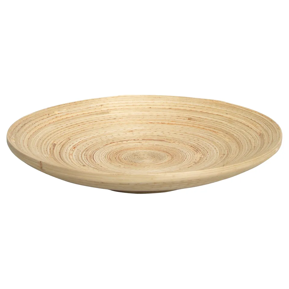 Handmade HULTET wooden tray with circular design, natural colour, and clear lacquer finish.