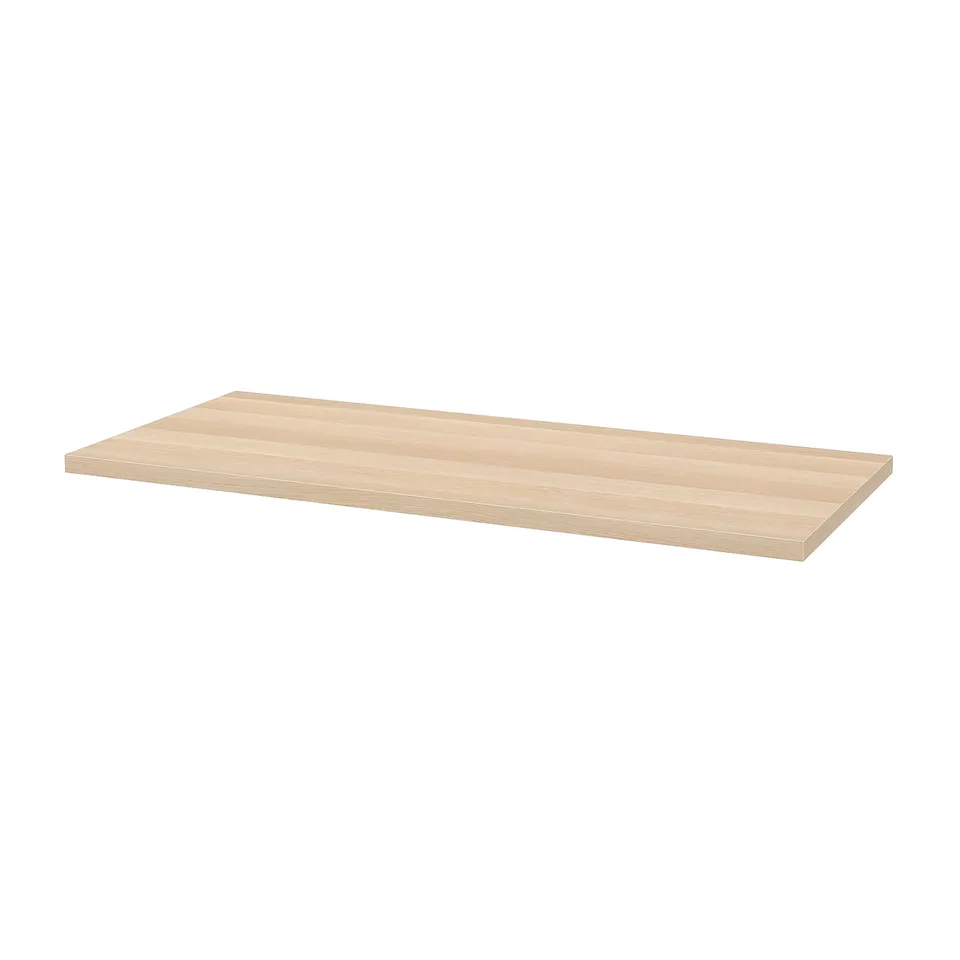 LAGKAPTEN / OLOV Desk, white stained oak effect/black, 140x60 cm