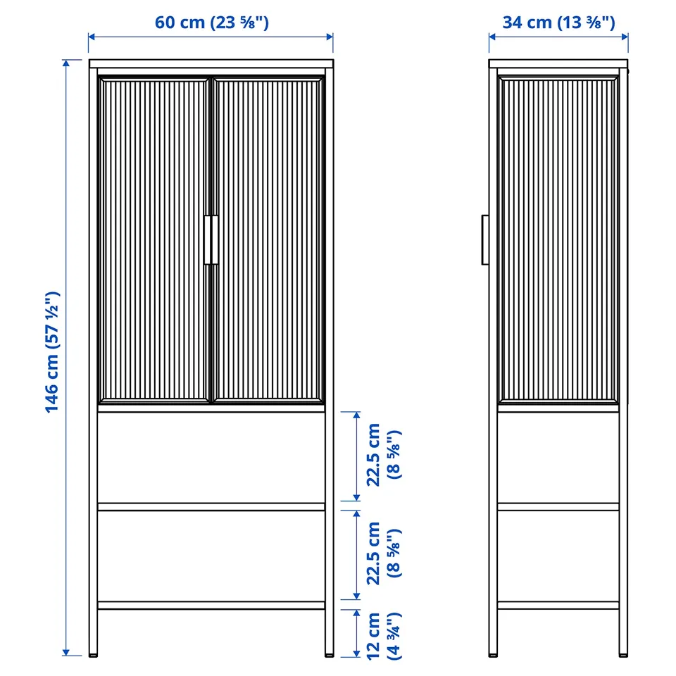 Illustration with measurements for the product: MOSSJÖN.