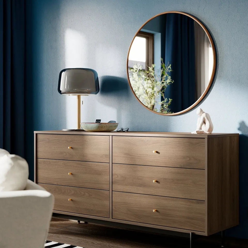 EDSGARN Mirror, walnut effect, 80 cm