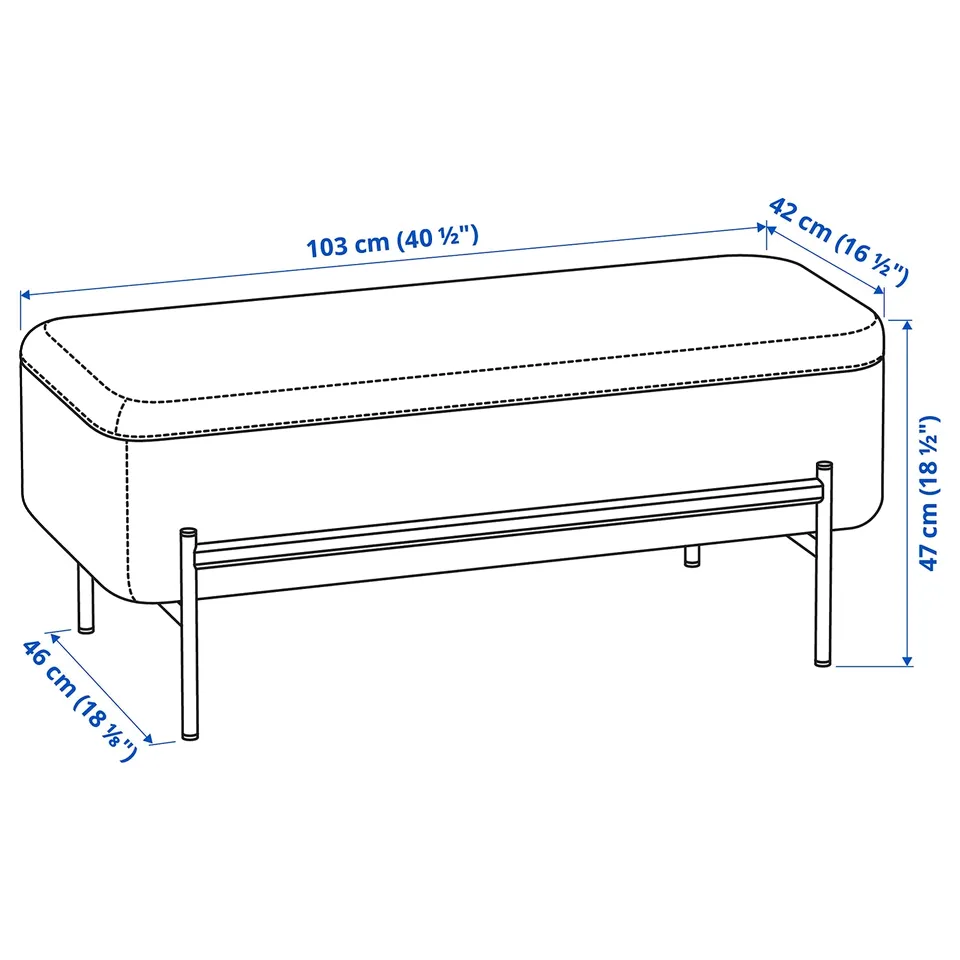 Illustration with measurements for the product: VALTORP.