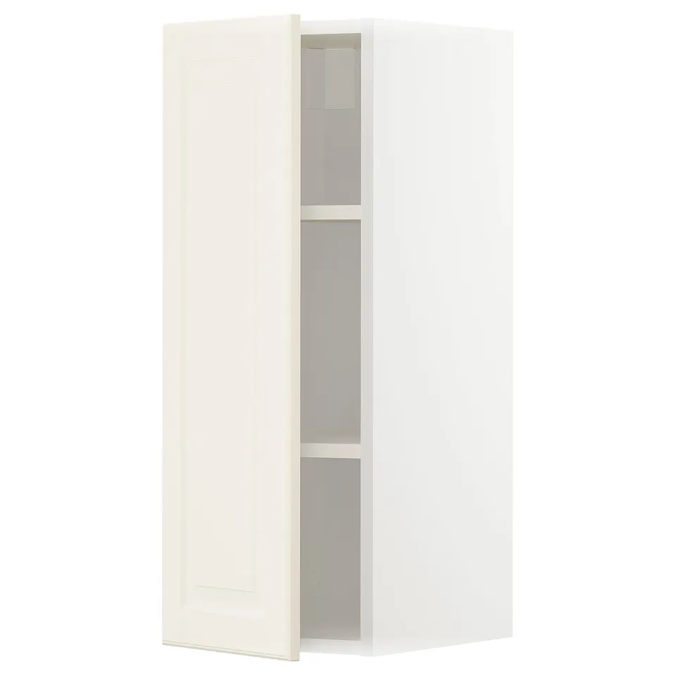 METOD off-white kitchen cabinet with bevelled edges.