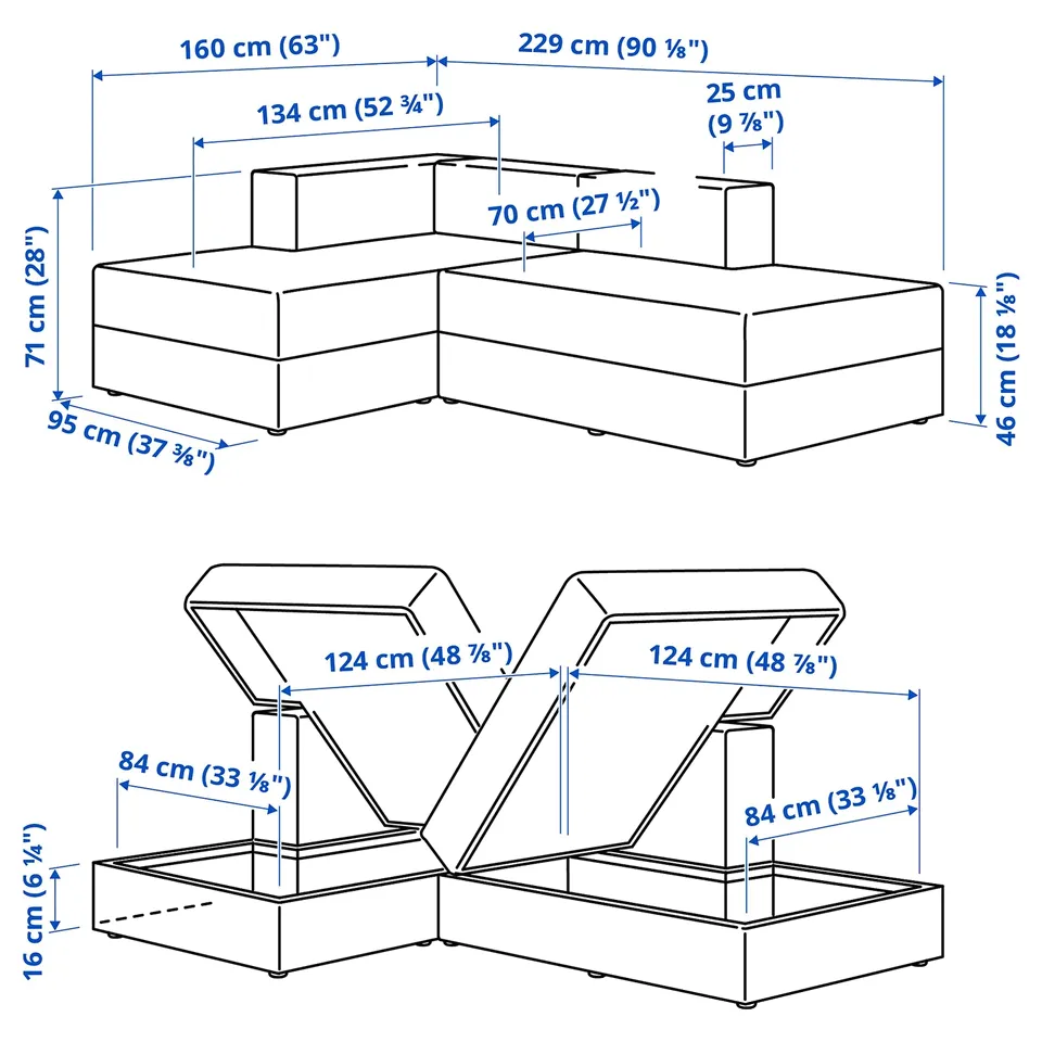 Illustration with measurements for the product: JÄTTEBO.