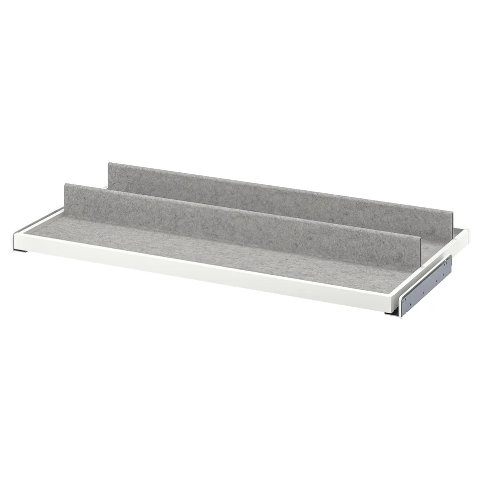 KOMPLEMENT pull-out tray, white, felt-lined, rectangular, minimalist design.