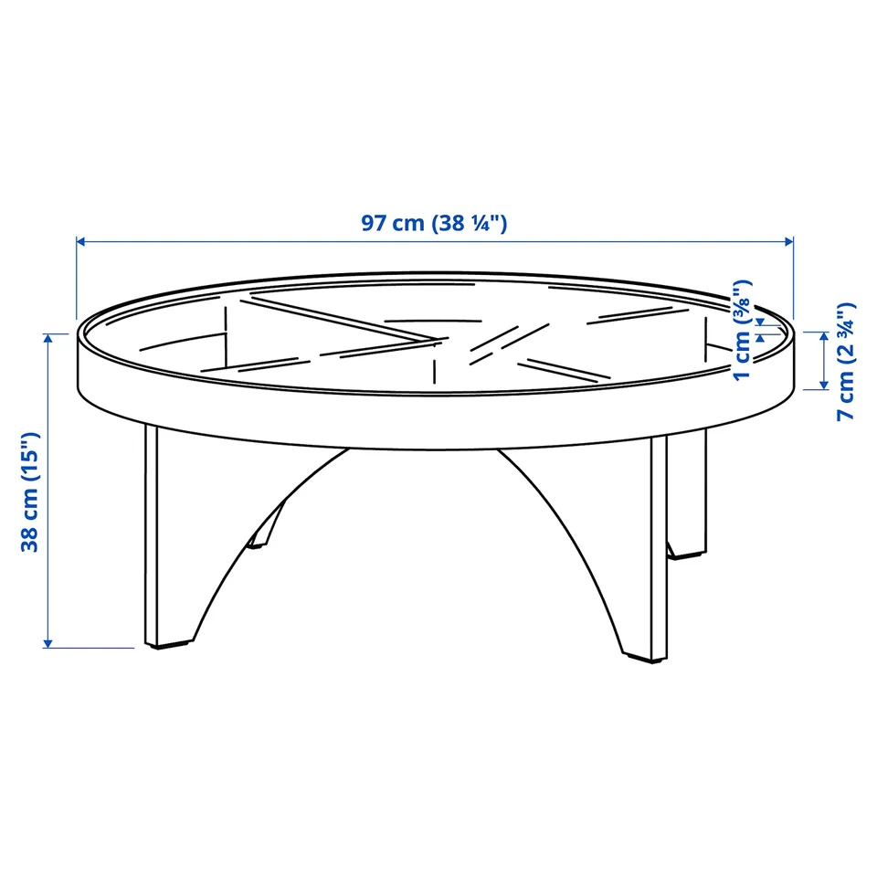 Illustration with measurements for the product: STOCKHOLM 2025.