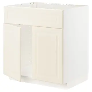 METOD base cabinet f sink w 2 doors/front, white/Bodbyn off-white, 80x60x80 cm