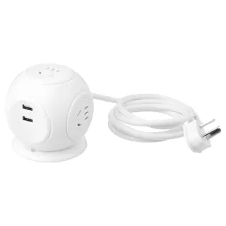 HAGSTA 3-way socket with 2 USB ports, Width 8 cm