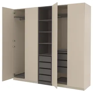 PAX / FORSAND wardrobe combination, grey-beige/dark grey grey-beige, 250x60x236 cm