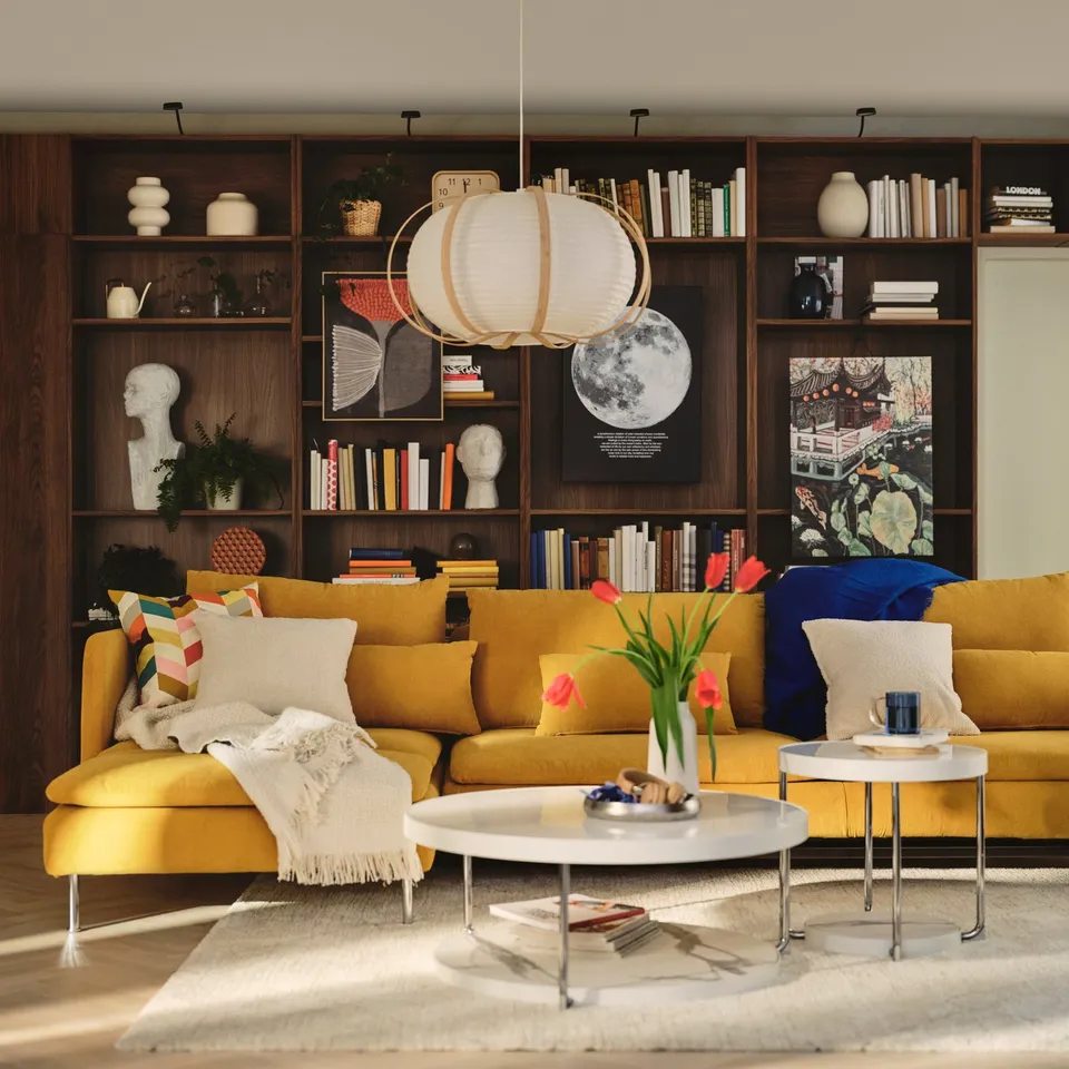 SÖDERHAMN 4-seat sofa-bed, with chaise longue/Gunnared beige