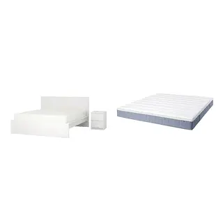 MALM/VALLBERGET Bed with 21cm thick mattress, coir, pocket sprung, super firm
