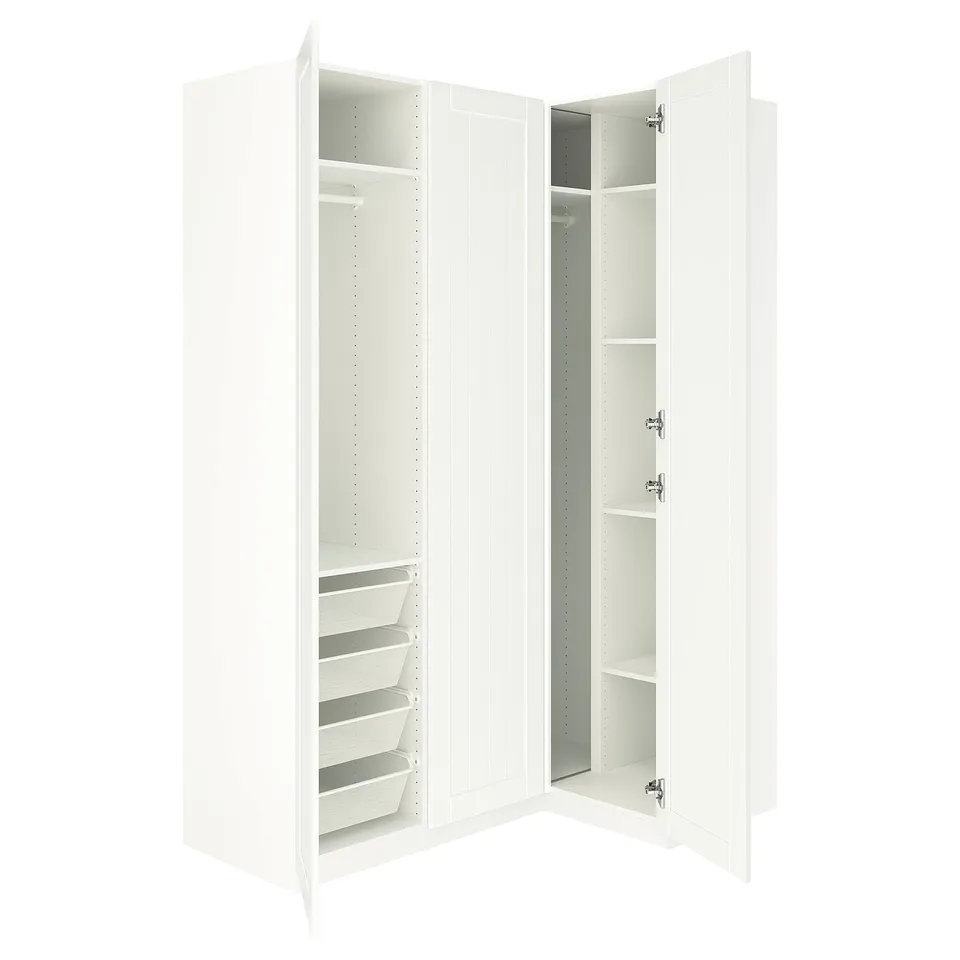 PAX / GULLABERG Corner wardrobe, white/white, 161/111x236 cm