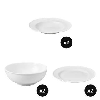 VARDAGEN set: deep plate + bowl x2 + side plate x2