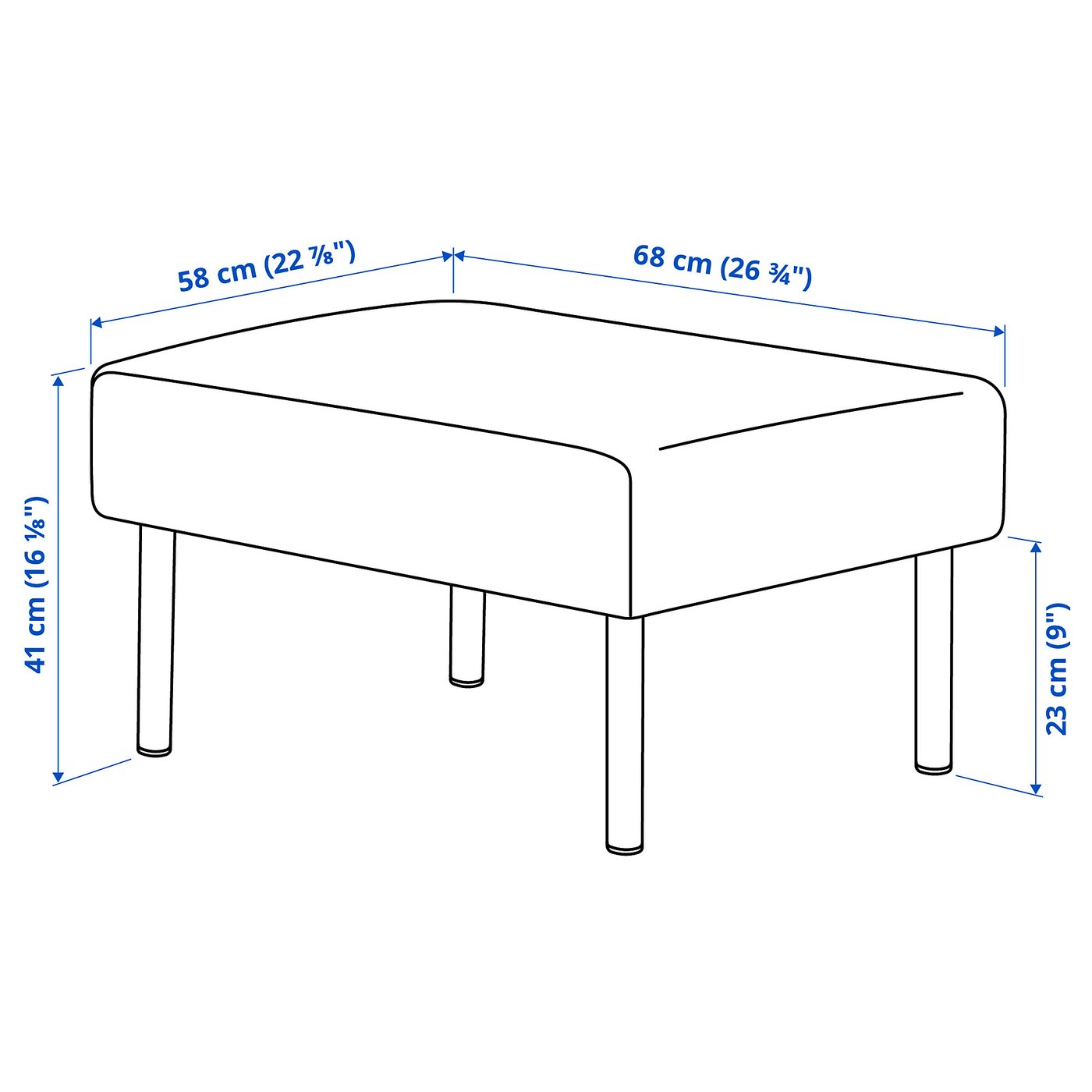 Illustration with measurements for the product: GLOSTAD.