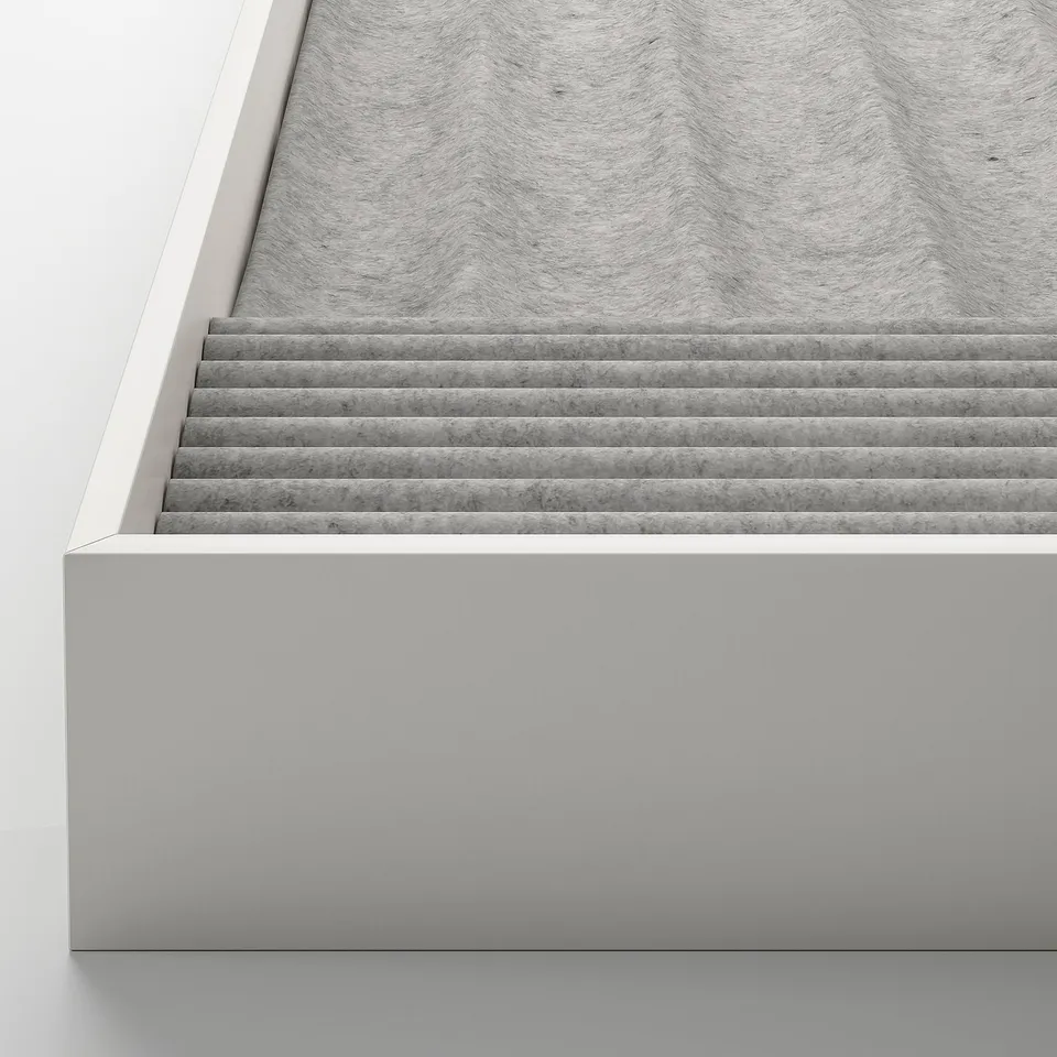 Modern, well-crafted furniture with textured grey interior compartment for organising accessories.
