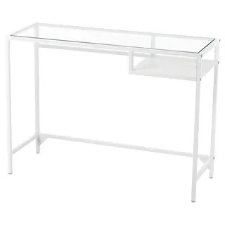 VITTSJÖ laptop table, white/glass, Width 100 x Depth 36 x Height 74 cm