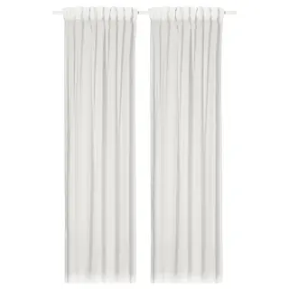 MATILDA sheer curtains, 1 pair, white/with heading tape, 145x300 cm
