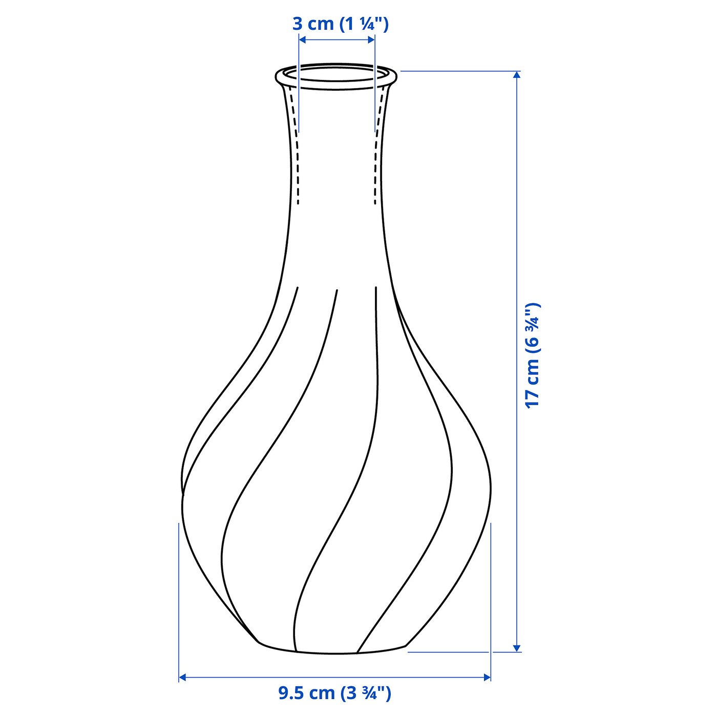VILJESTARK Vase, clear glass, 17 cm