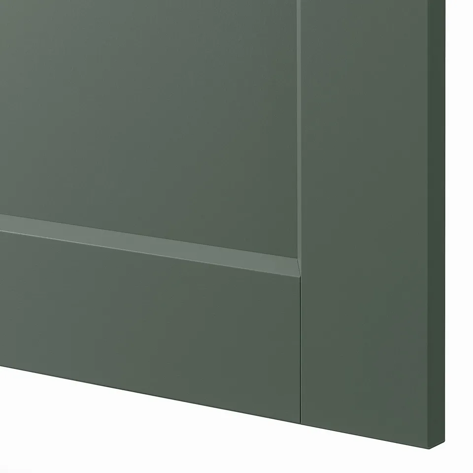Dark green cabinet door with sleek, modern design and clean edges.