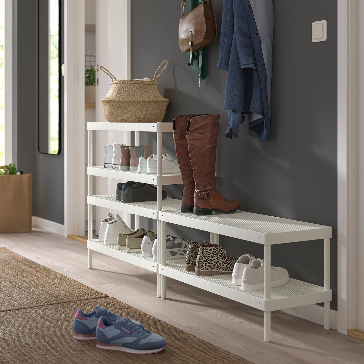 MACKAPÄR Shoe rack, white, 78x32x40 cm