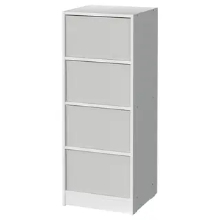 BRUKSVARA storage unit with 4 boxes, white/light grey, Depth 40 x Height 104 x Width 40 cm