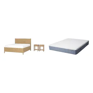 TONSTAD/VITMÅSEN Bed with 25cm thick mattress, pocket sprung, latex,5 comfort zones, extra firm