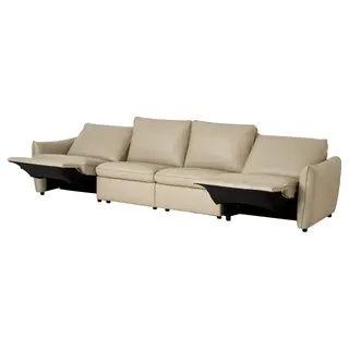 SAXVALLEN 4-seat sofa w 2 electric recliners, Vråka/Vråkärr light beige, Width 368 x Height 96 x Depth 96 cm
