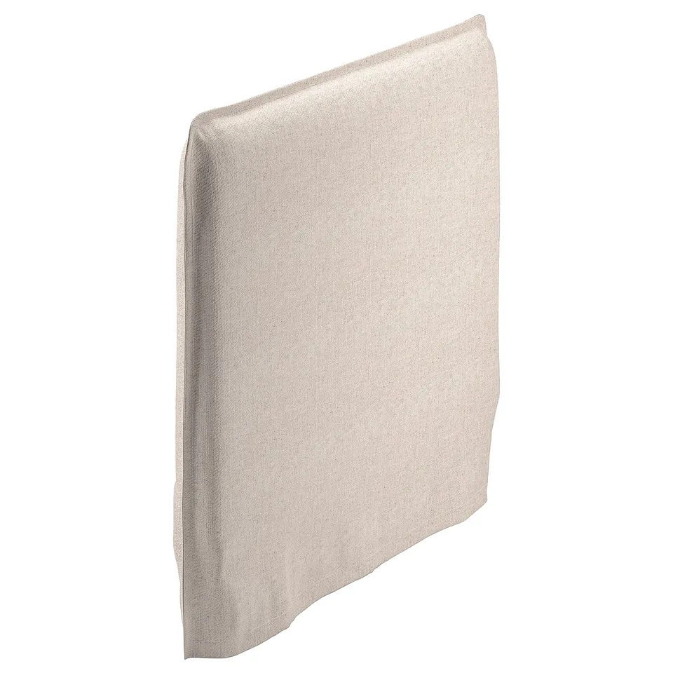 Beige upholstery cover for chair, rectangular shape with textured fabric, minimalist design.