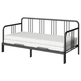 FYRESDAL day-bed with 2 mattresses, black/Åfjäll firm, 80x200 cm