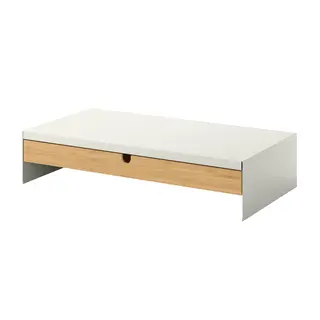 ELLOVEN monitor stand with drawer, white, Width 47 x Depth 26 x Height 10 cm