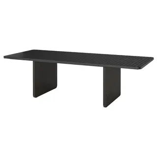 VITTSKÄR table, plastic rattan outdoor/dark grey, 264x96 cm