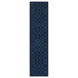 NATTÅG kitchen mat, dark blue/check, 45x180 cm