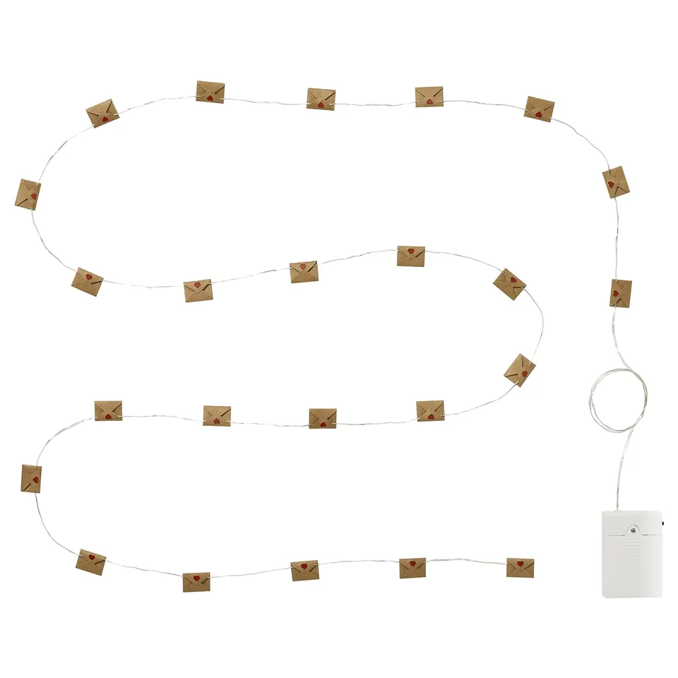 STRÅLA LED lighting chain, envelope battery-operated/red, 2.80 m