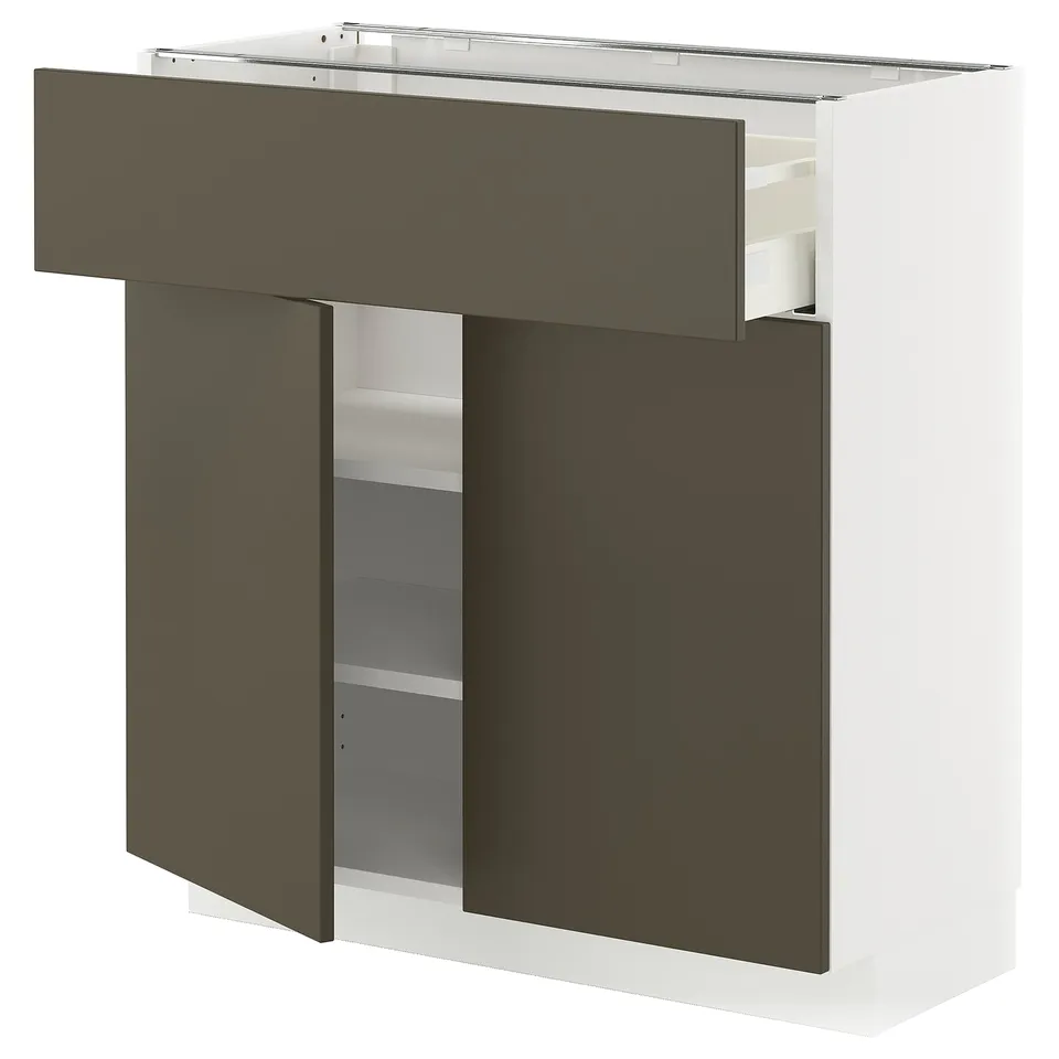 METOD kitchen unit: white & dark brown; 3 shelves, 1 drawer.