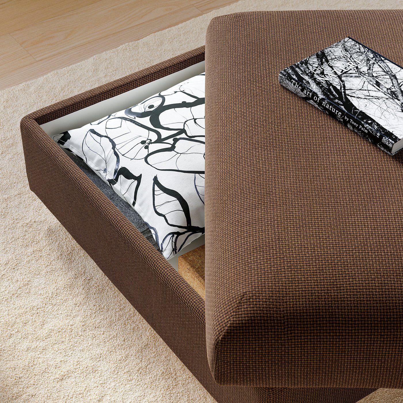 VIMLE Footstool with storage, Mosshed dark brown