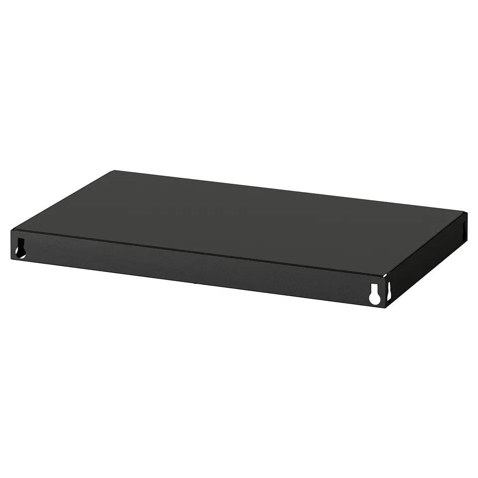 Black BROR shelf, rectangular, sturdy metal design.