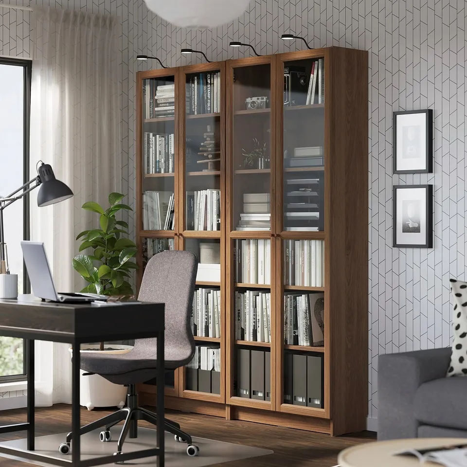 part: BILLY / OXBERG bookcase combination w glass doors