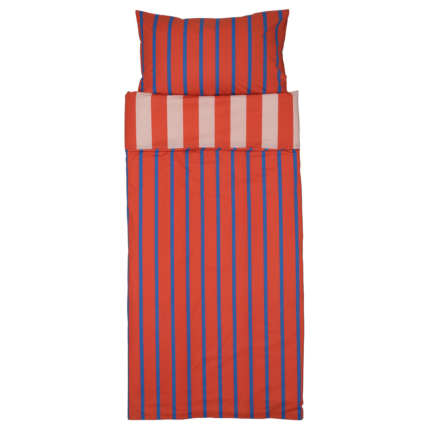 BARNDRÖM Duvet cover and pillowcase, pink red/stripe pattern, 150x200/50x80 cm