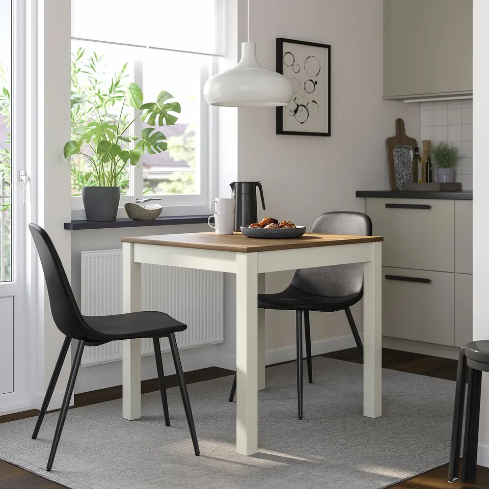ÅLHULT / NORDMANSSKÄR Table and 2 chairs, beige/brown/Bomstad black black, 80x74 cm