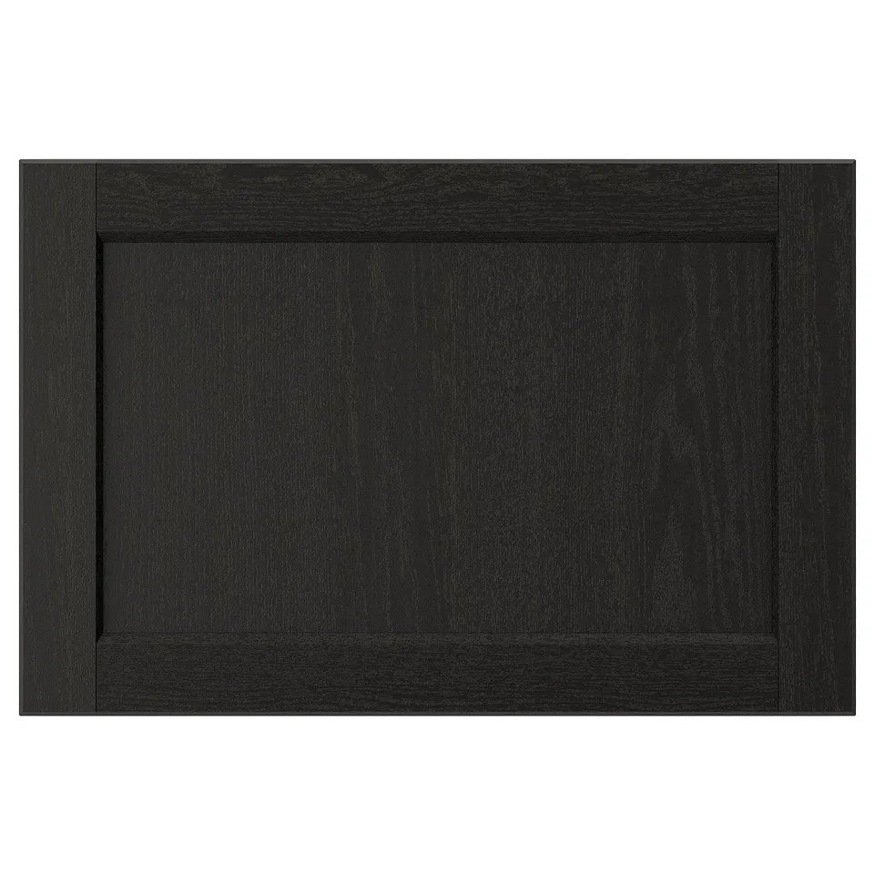 LERHYTTAN black cabinet door with bevelled edges and veneer panel if you need to shorten it further: LERHYTTAN black cabinet with bevelled edges