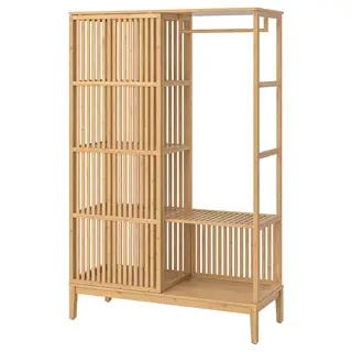 NORDKISA open wardrobe with sliding door, bamboo, 120x186 cm
