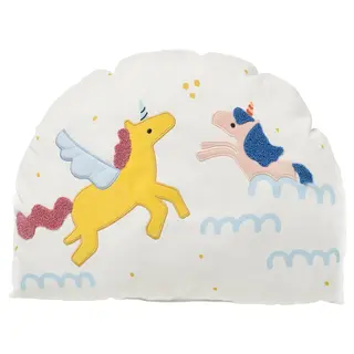 BARNDRÖM cushion, white/unicorn rainbow, Length 45 x Width 33 cm