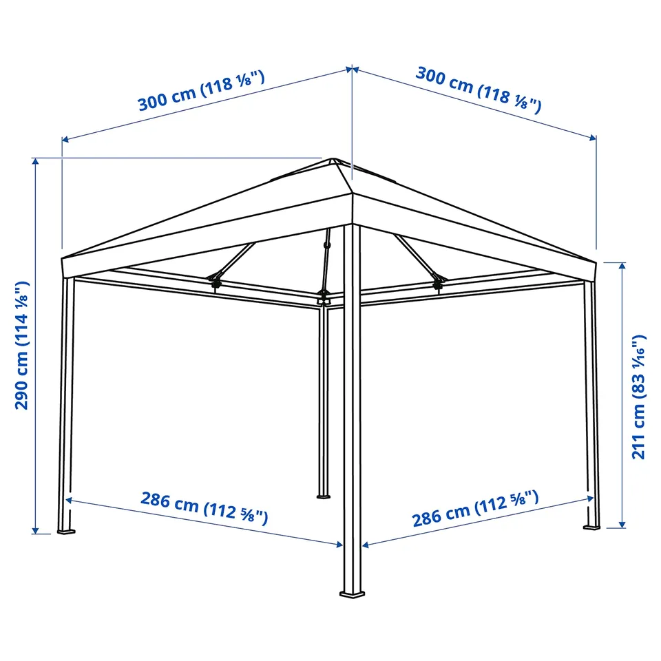 Illustration with measurements for the product: HIMMELSÖ.
