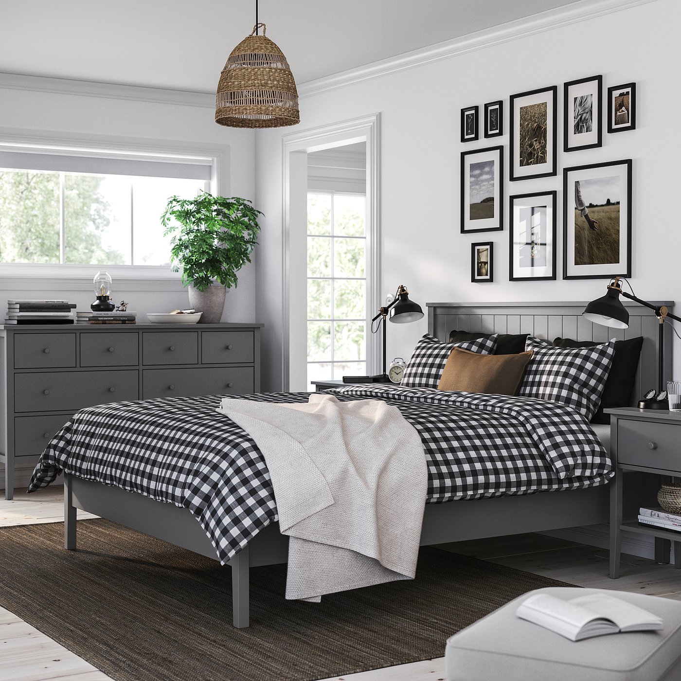 GULLABERG Bedroom furniture, set of 4, grey, 160x200 cm